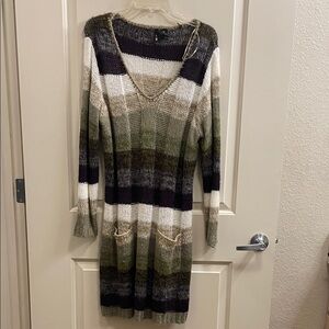 Ultra Flirt Olive and Cream Long Sleeve Dress